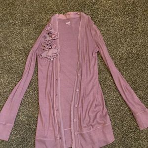 Ann Taylor Loft Purple Cardigan Size Small with Flora and Jewel Detailing